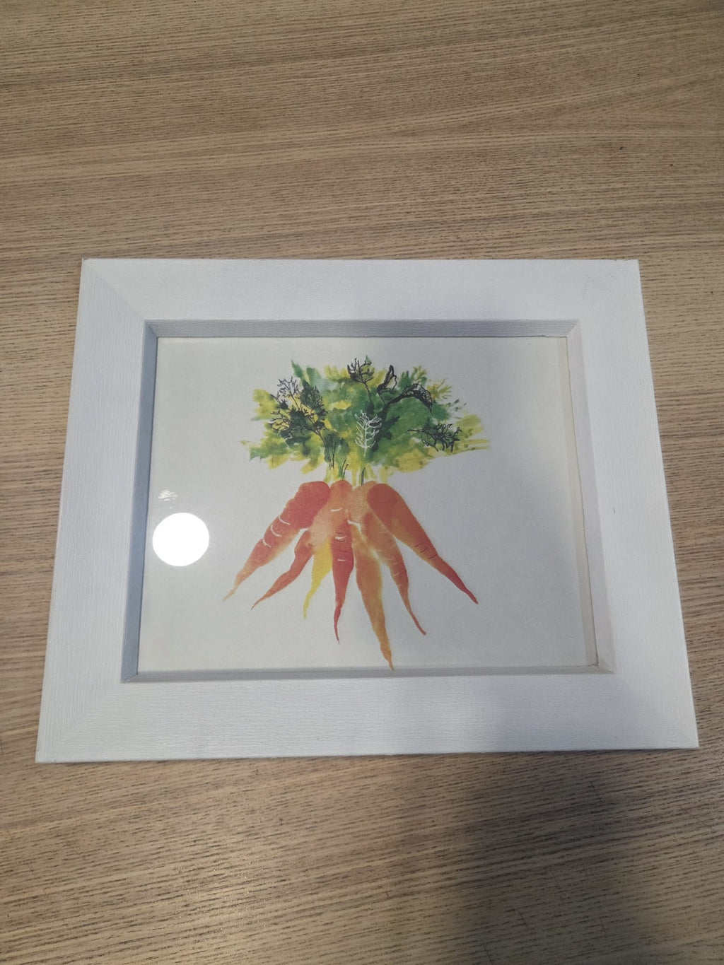 Cuadro Decorativo Ilustración Zanahorias Acuarela con Marco Blanco (25x20 cm)