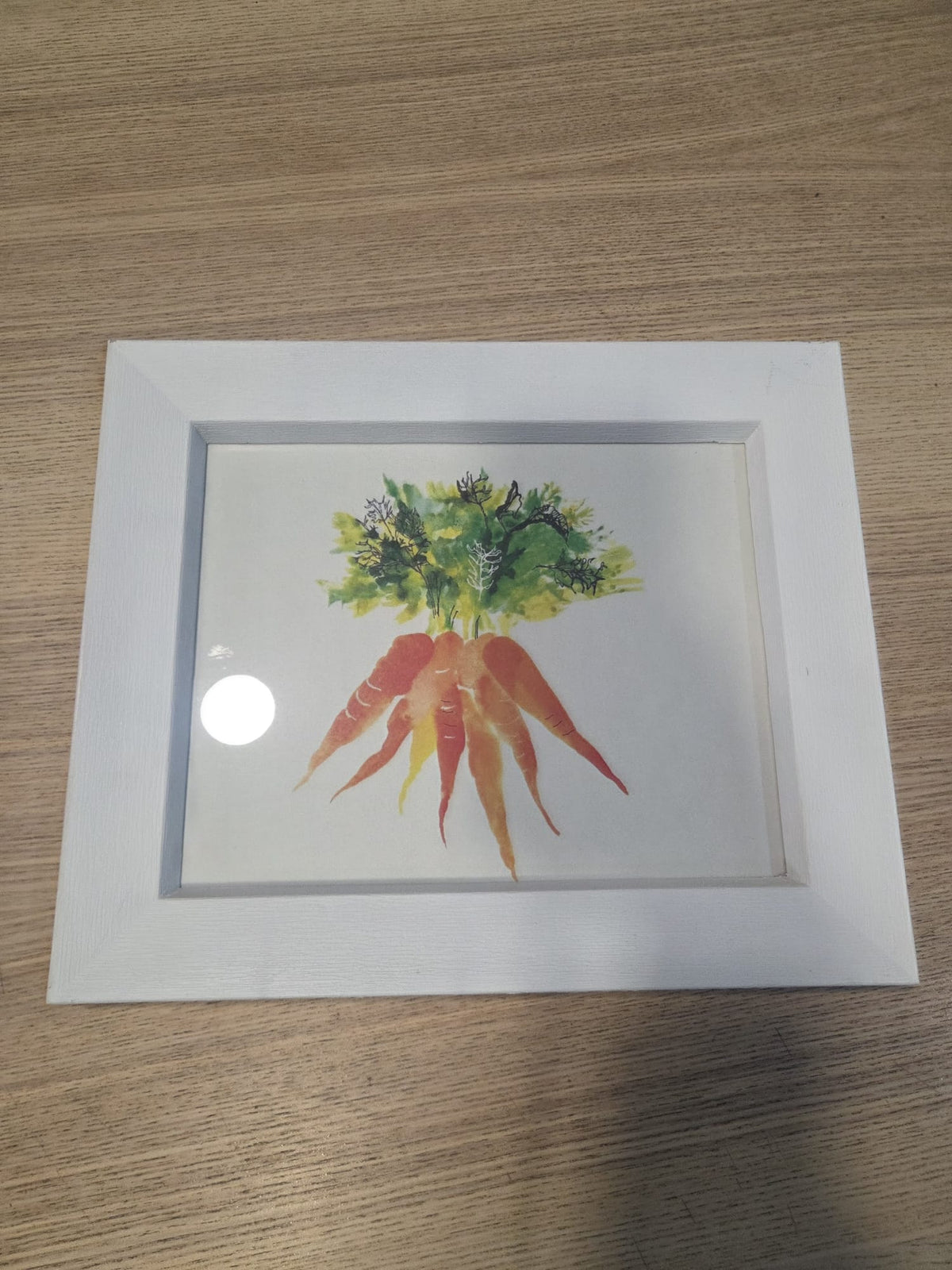 Cuadro Decorativo Ilustración Zanahorias Acuarela con Marco Blanco (25x20 cm)