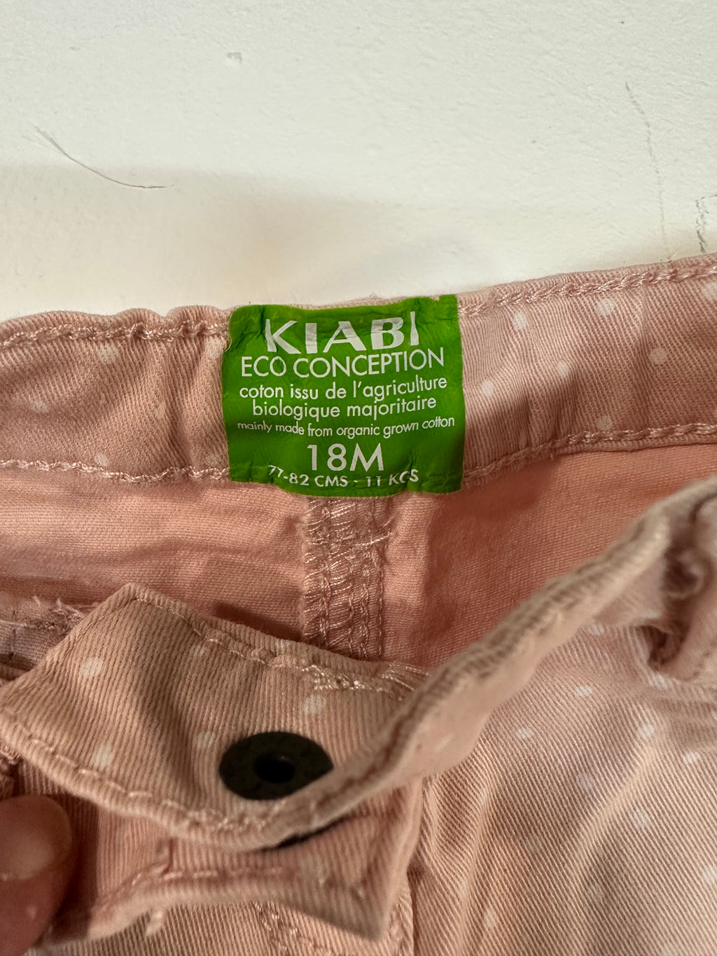 Pantalón rosa de lunares Kiabi Eco Conception - Talla 18M (77-82 cm)