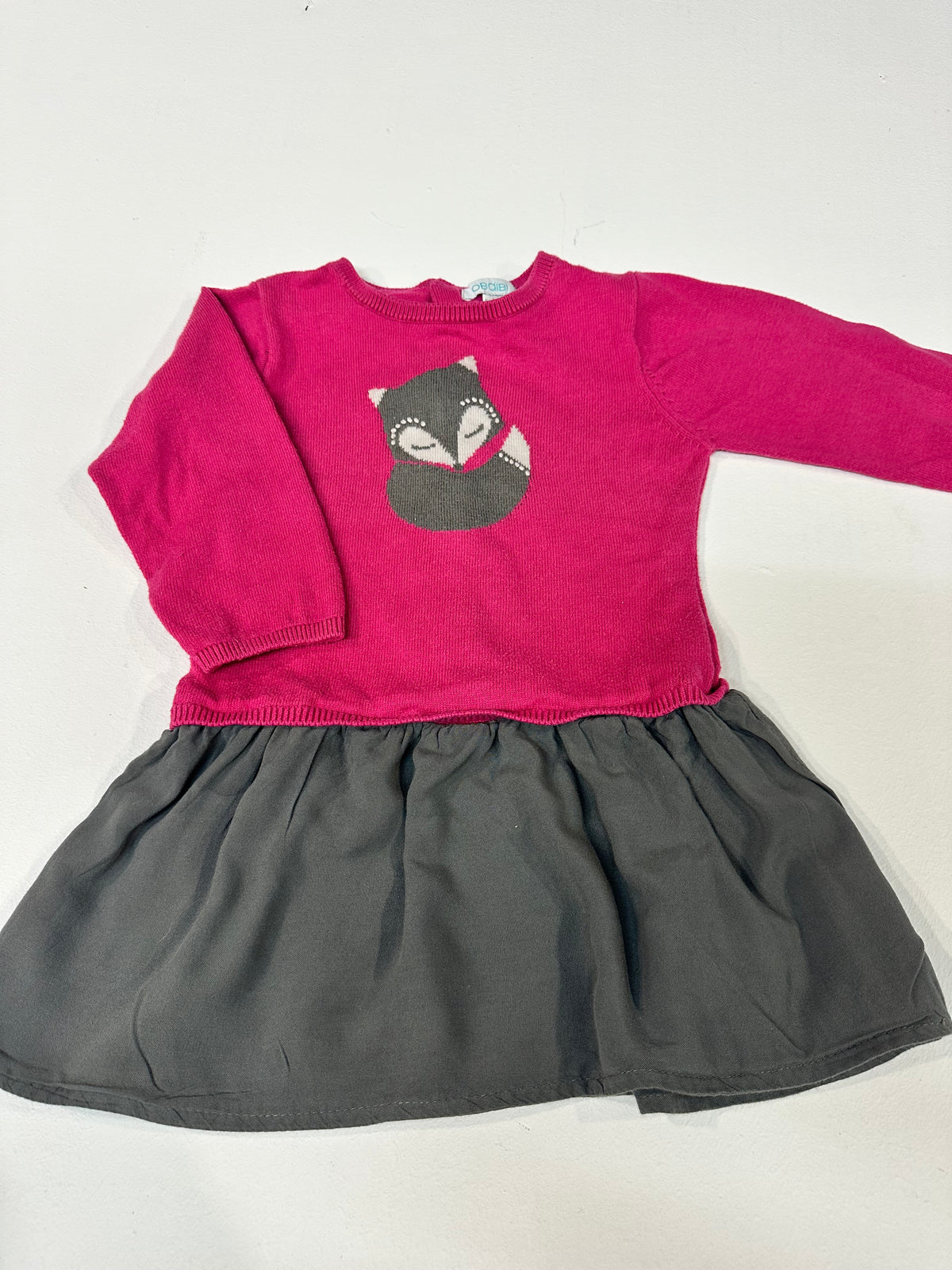 Vestido combinado punto y falda Obaïbi (Okaïdi) con zorro - Talla 18M (80 cm)