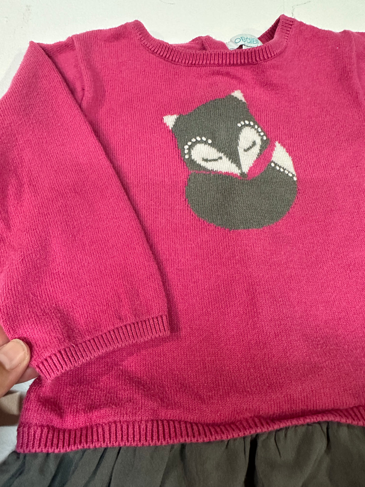 Vestido combinado punto y falda Obaïbi (Okaïdi) con zorro - Talla 18M (80 cm)