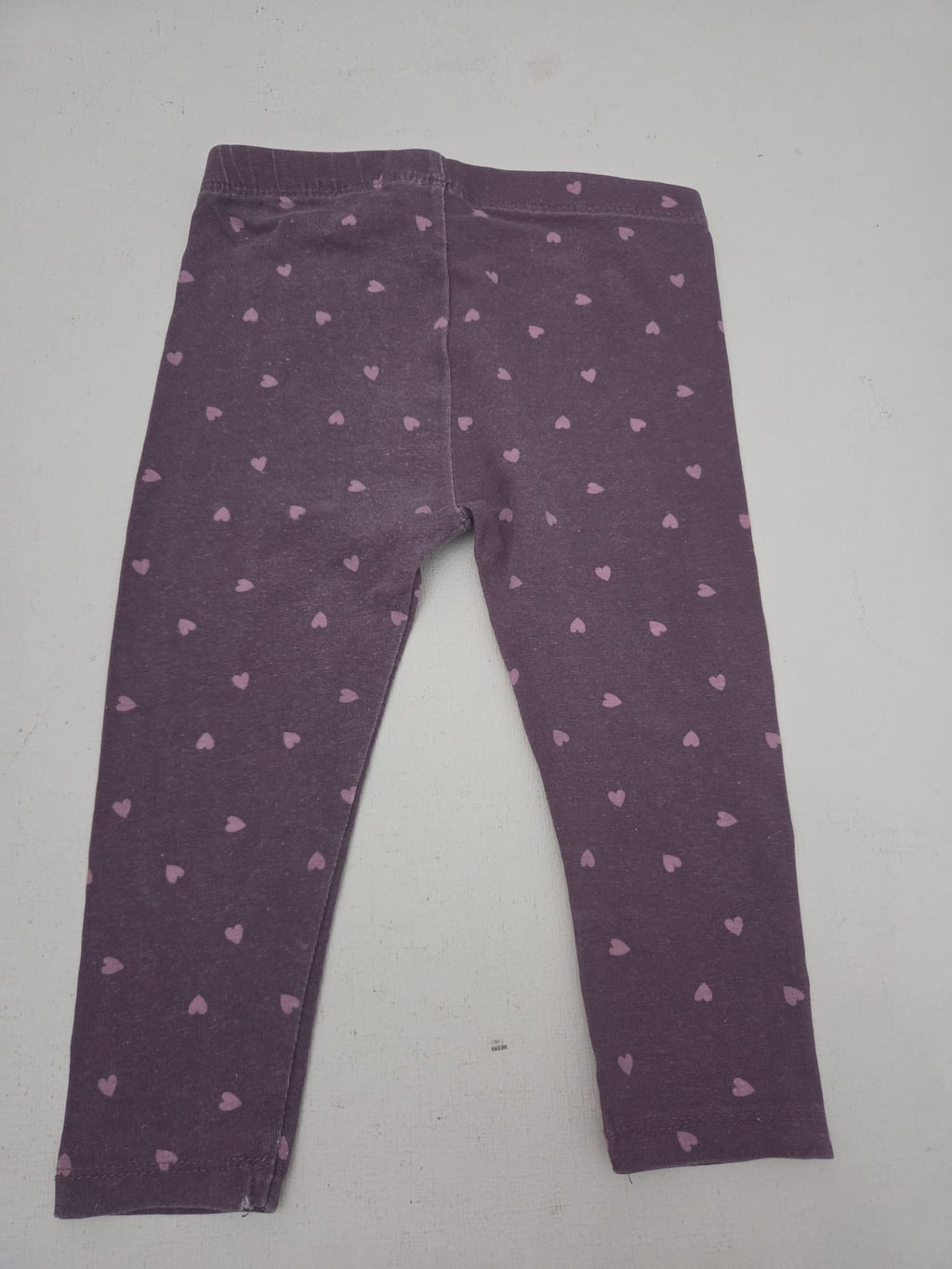 Leggings / Mallas Moradas con Corazones Rosas Talla 12-18m (86cm)