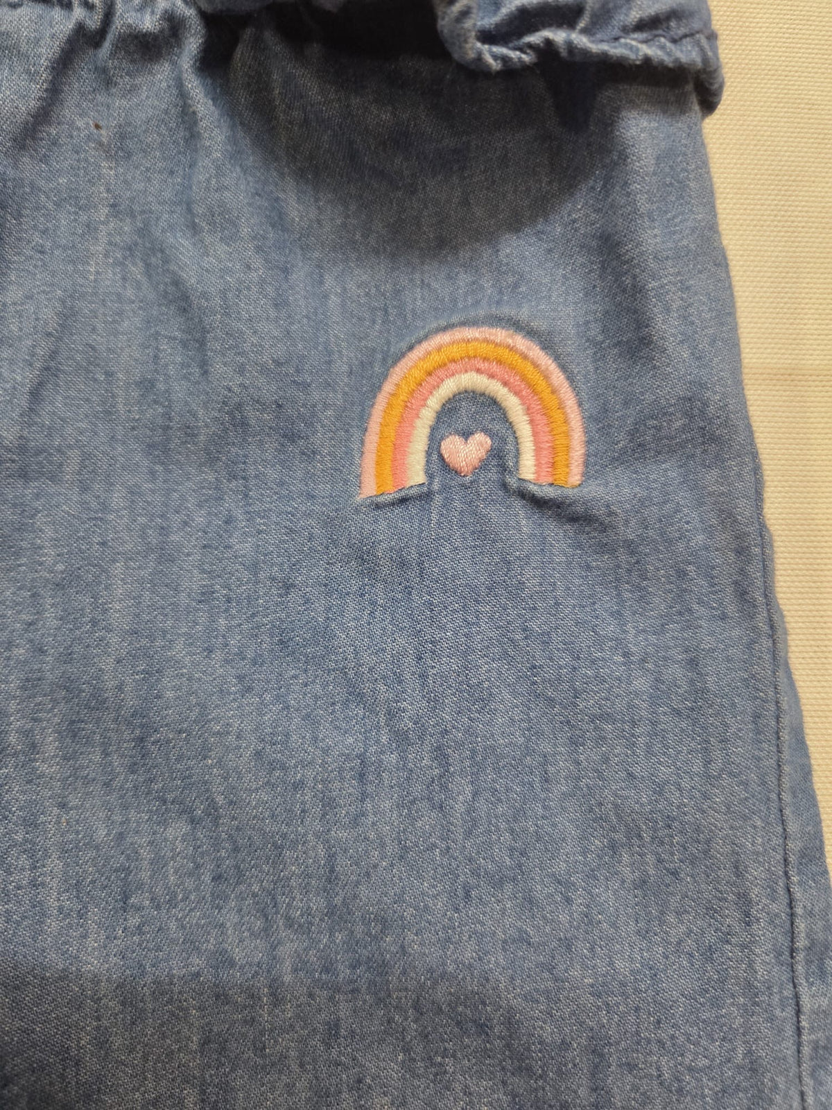 Pantalón Vaquero Bebé Niña Losan (Talla 9-12 Meses / 80 cm) – Detalle Arcoíris