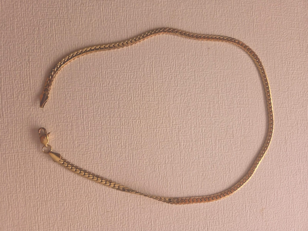 Cadena de Cadena Plana de Oro de 18K (Baño/Laminado) – 45 cm / 5 mm, Estilo Elegante Unisex