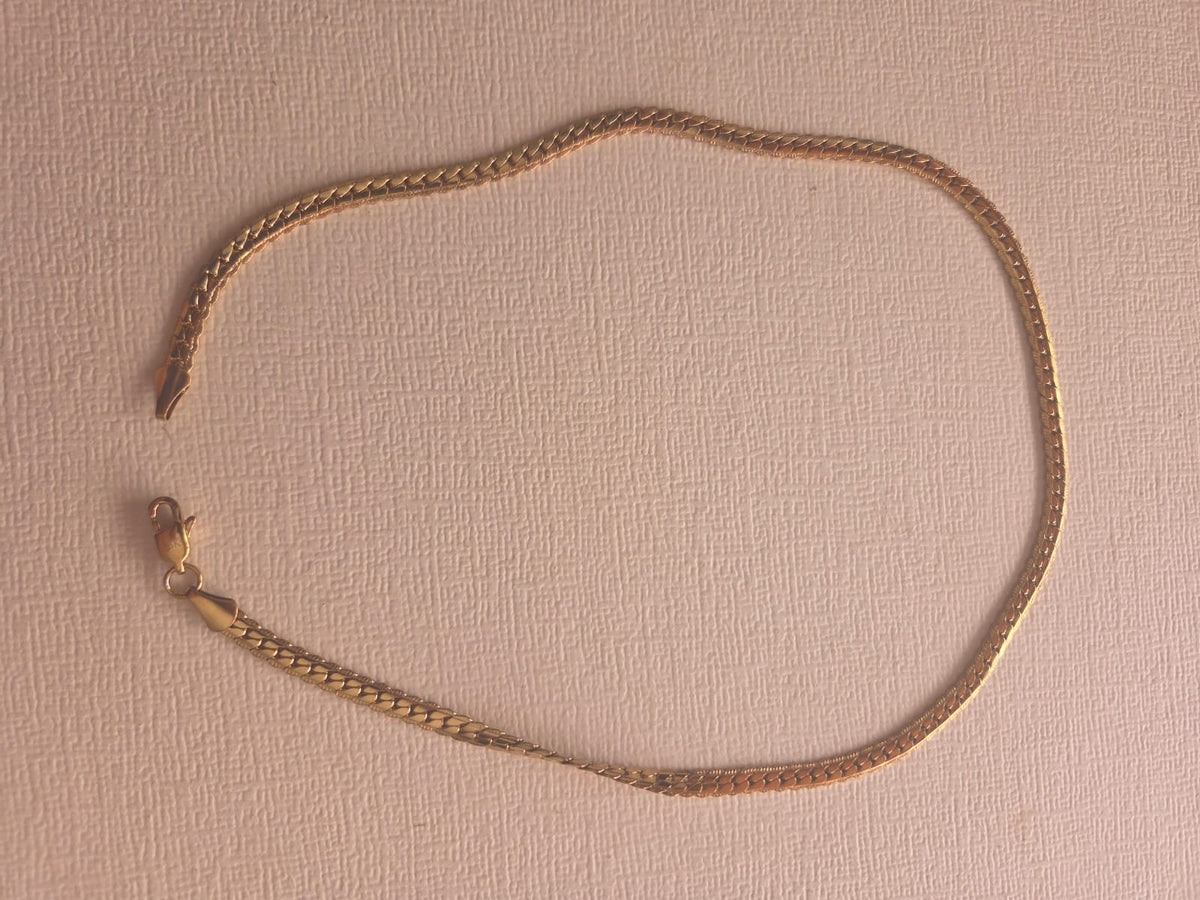 Cadena de Cadena Plana de Oro de 18K (Baño/Laminado) – 45 cm / 5 mm, Estilo Elegante Unisex
