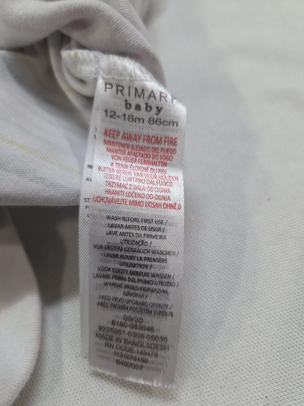 Body bebé Primark manga corta a rayas (12-18 meses / 86 cm)