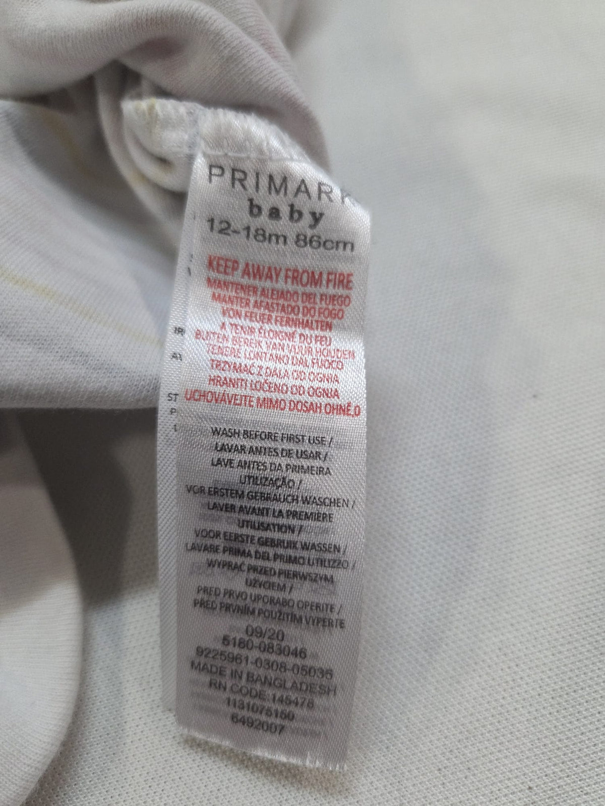 Body bebé Primark manga corta a rayas (12-18 meses / 86 cm)