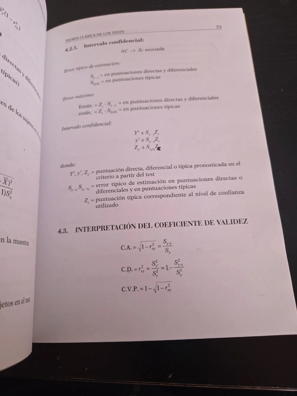 Formulario de psicometria y tablas estadísticas