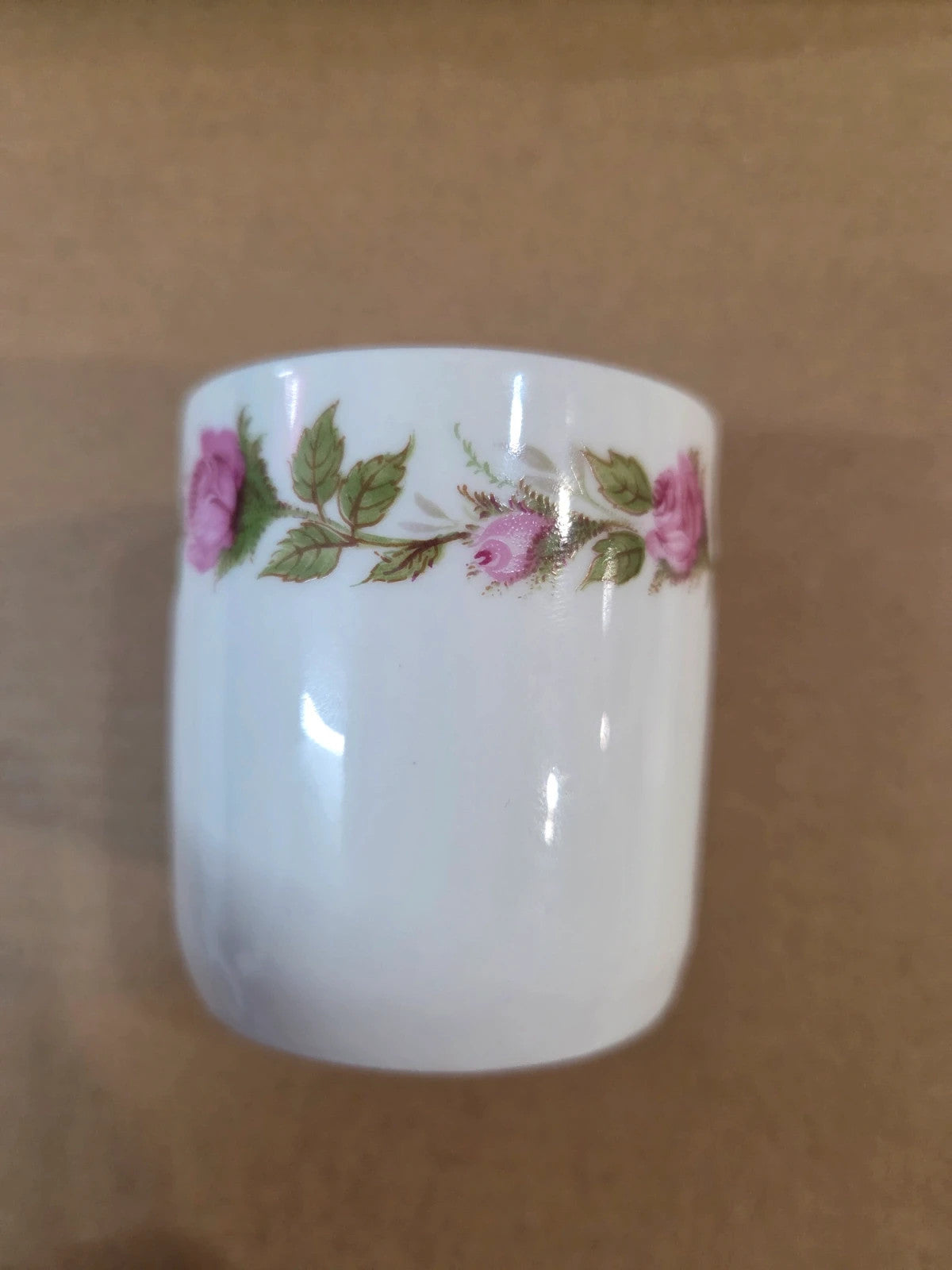 Taza de Porcelana Kronester Bavaria Vintage con Detalle Rosa y Dorado