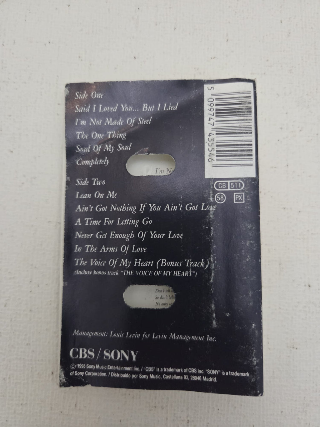 Cassette Michael Bolton - The One Thing (1993) Sony Music