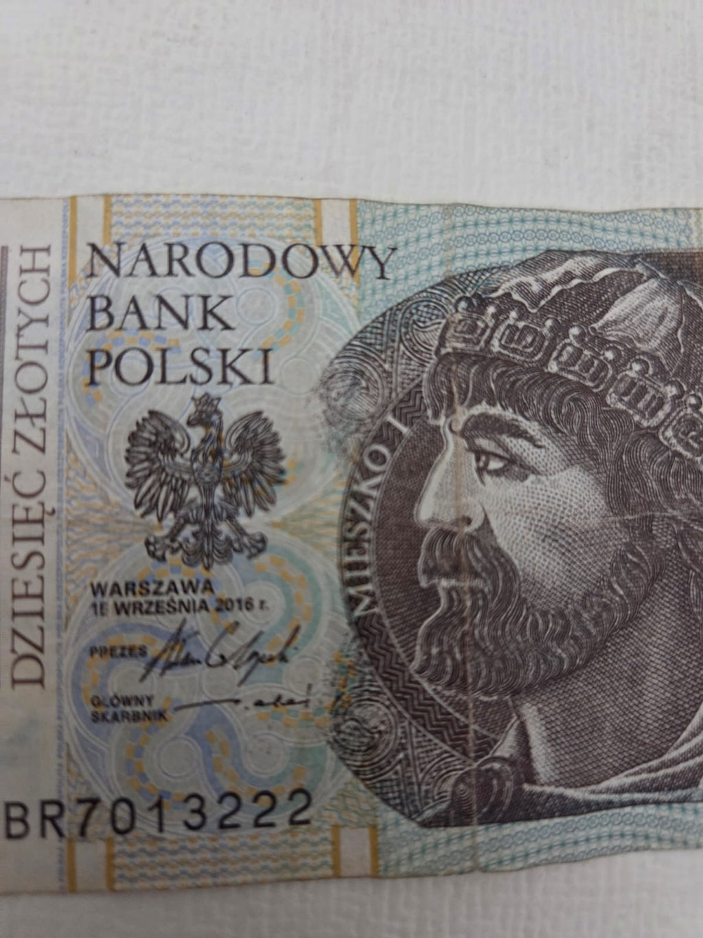 Billete Polonia 10 Zlotych 2016 - Narodowy Bank Polski - Mieszko I (Circulado)