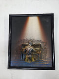 Cuadro En Relieve Pianista De Jazz En Lona / Marco Negro Vintage