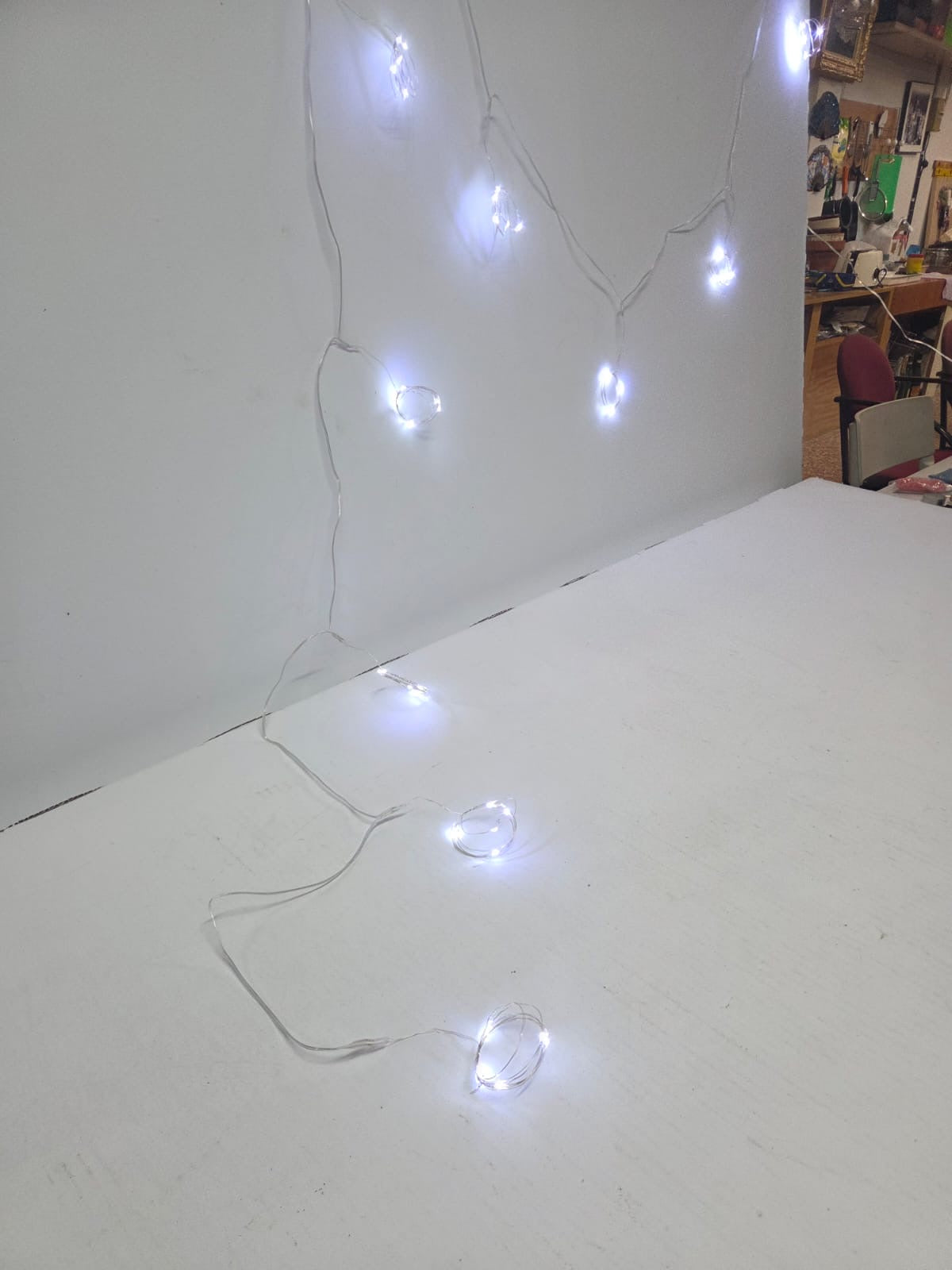 Guirlanda Cortina de Luces LED Micro Alambre de Cobre con Mando a Distancia (Luz Blanca Fría / 8 Modos de Iluminación)