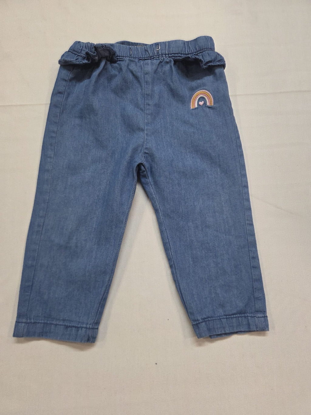 Pantalón Vaquero Bebé Niña Losan (Talla 9-12 Meses / 80 cm) – Detalle Arcoíris