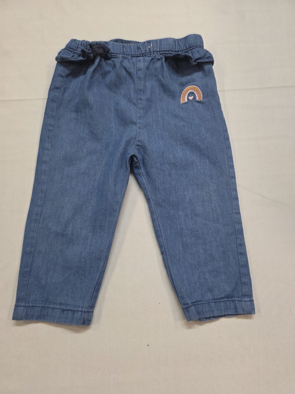 Pantalón Vaquero Bebé Niña Losan (Talla 9-12 Meses / 80 cm) – Detalle Arcoíris
