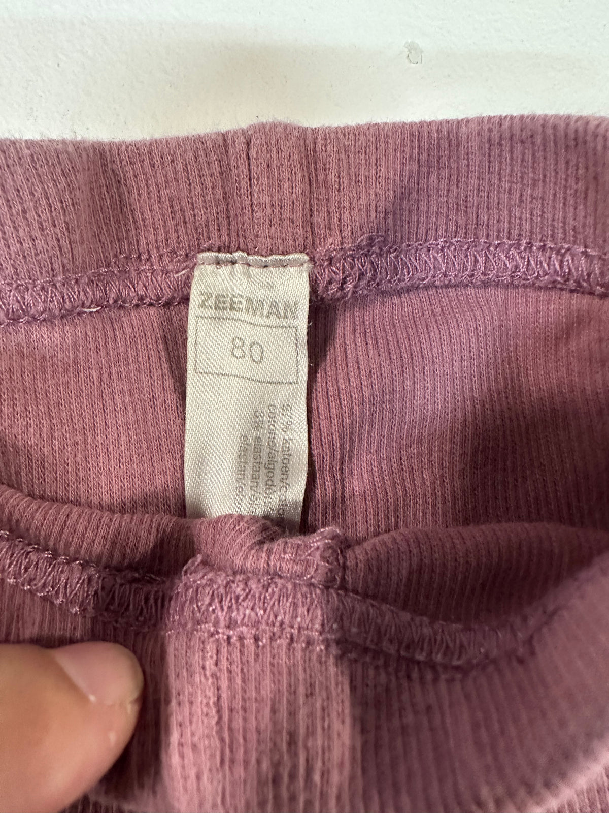 Leggings / Leggins Acanalados Bebé Zeeman (Talla 80 - 9-12 meses) - Color Rosa Empolvado / Malva