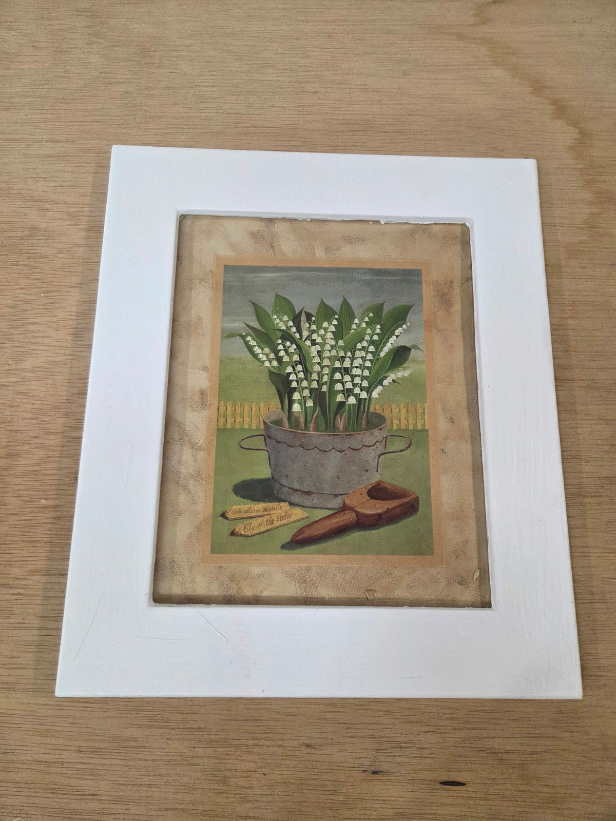 Cuadro Decorativo Estilo Vintage "Lily of the Valley" con Marco Blanco (36,5 x 28,5 cm)