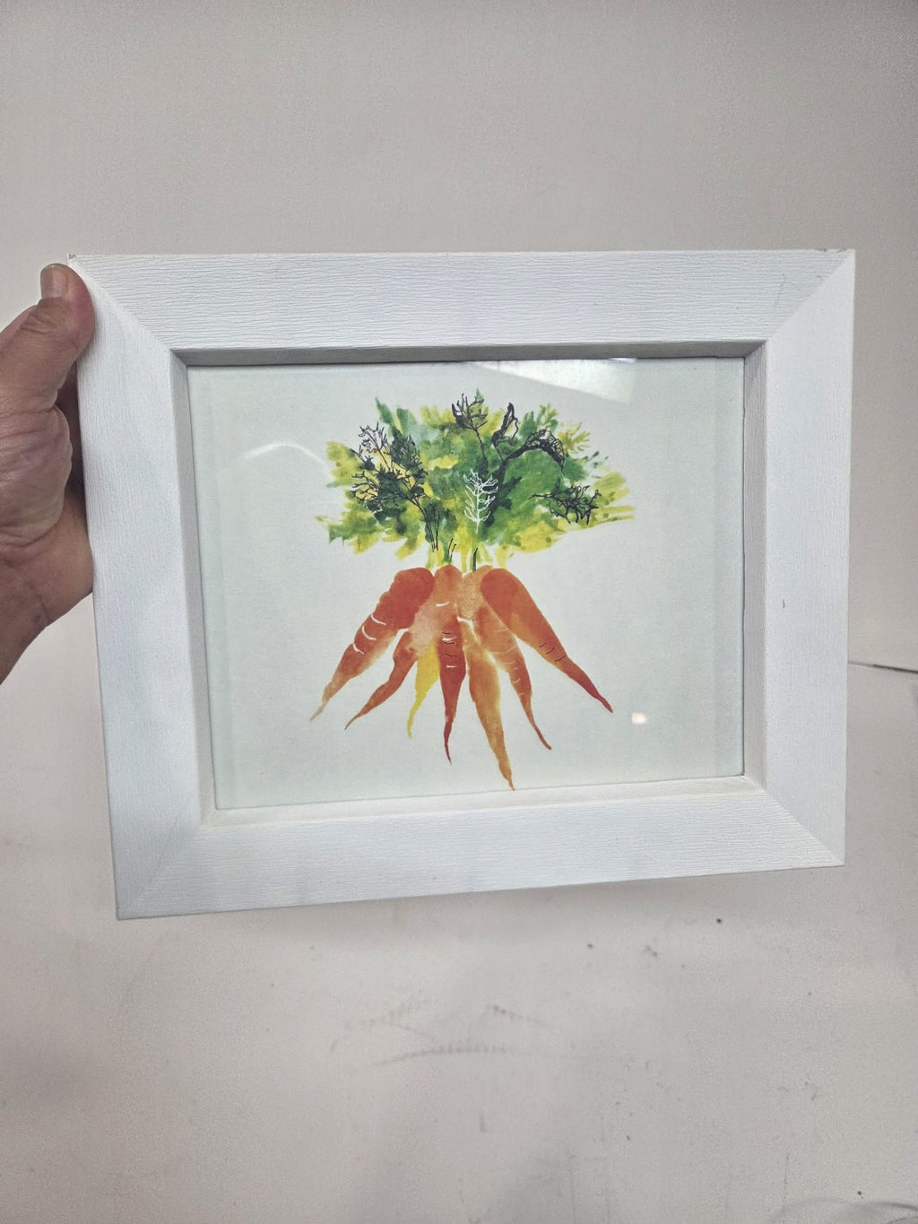 Cuadro Decorativo Ilustración Zanahorias Acuarela con Marco Blanco (25x20 cm)