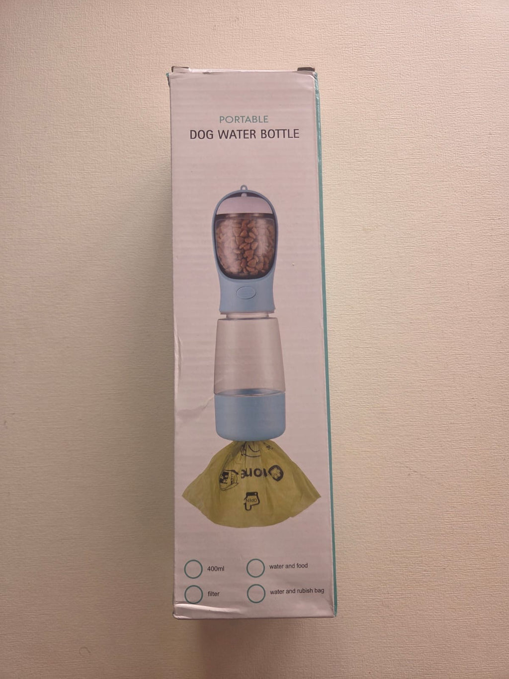 Botella de Agua Portátil Multifunción para Perros 3 en 1 – Bebedero, Dispensador de Alimentos y Bolsas