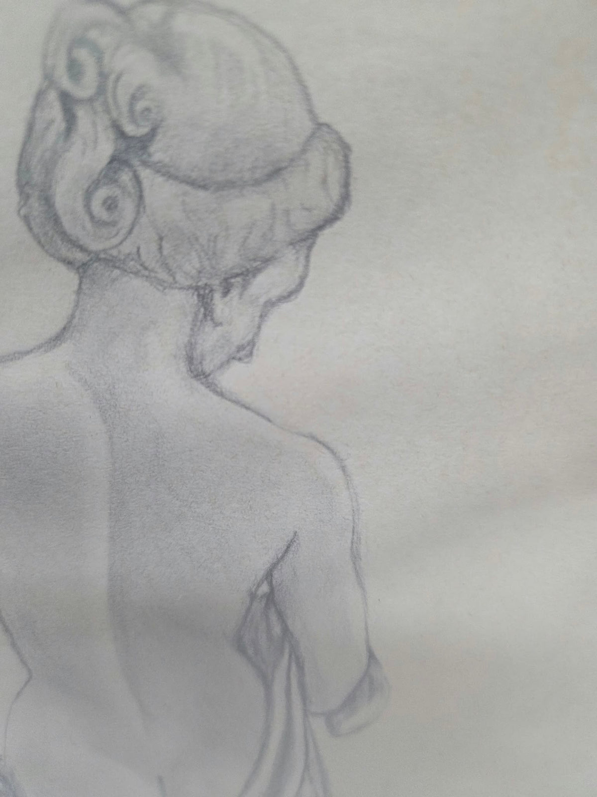Cuadro / Dibujo a lápiz estilo clásico "Desnudo femenino" (Año 98) - Con Marco y Paspartú