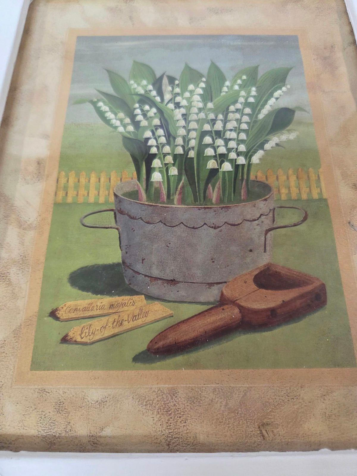 Cuadro Decorativo Estilo Vintage "Lily of the Valley" con Marco Blanco (36,5 x 28,5 cm)