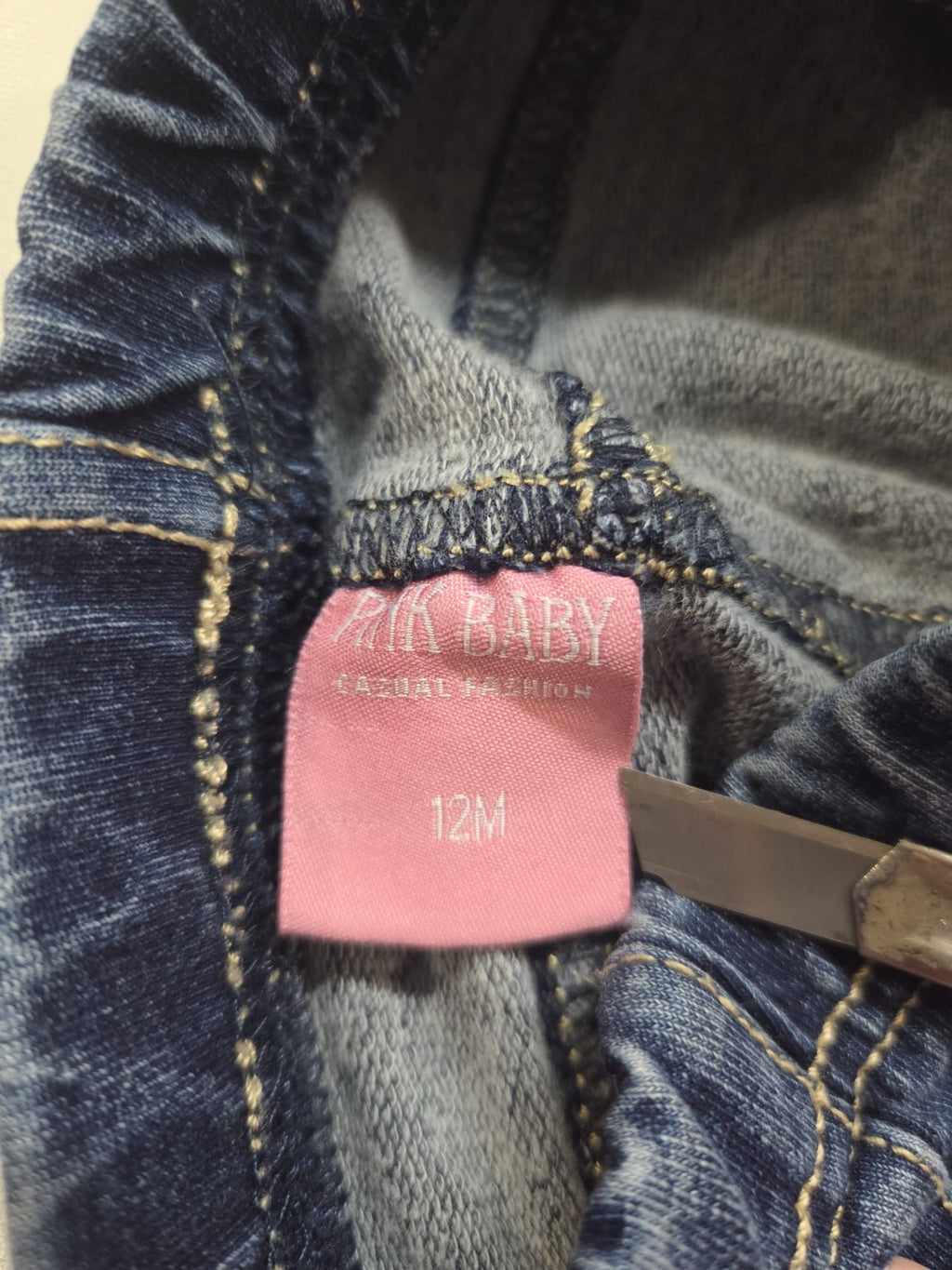 Jeggings vaqueros con bordado arcoíris - Talla 12M (Pink Baby)