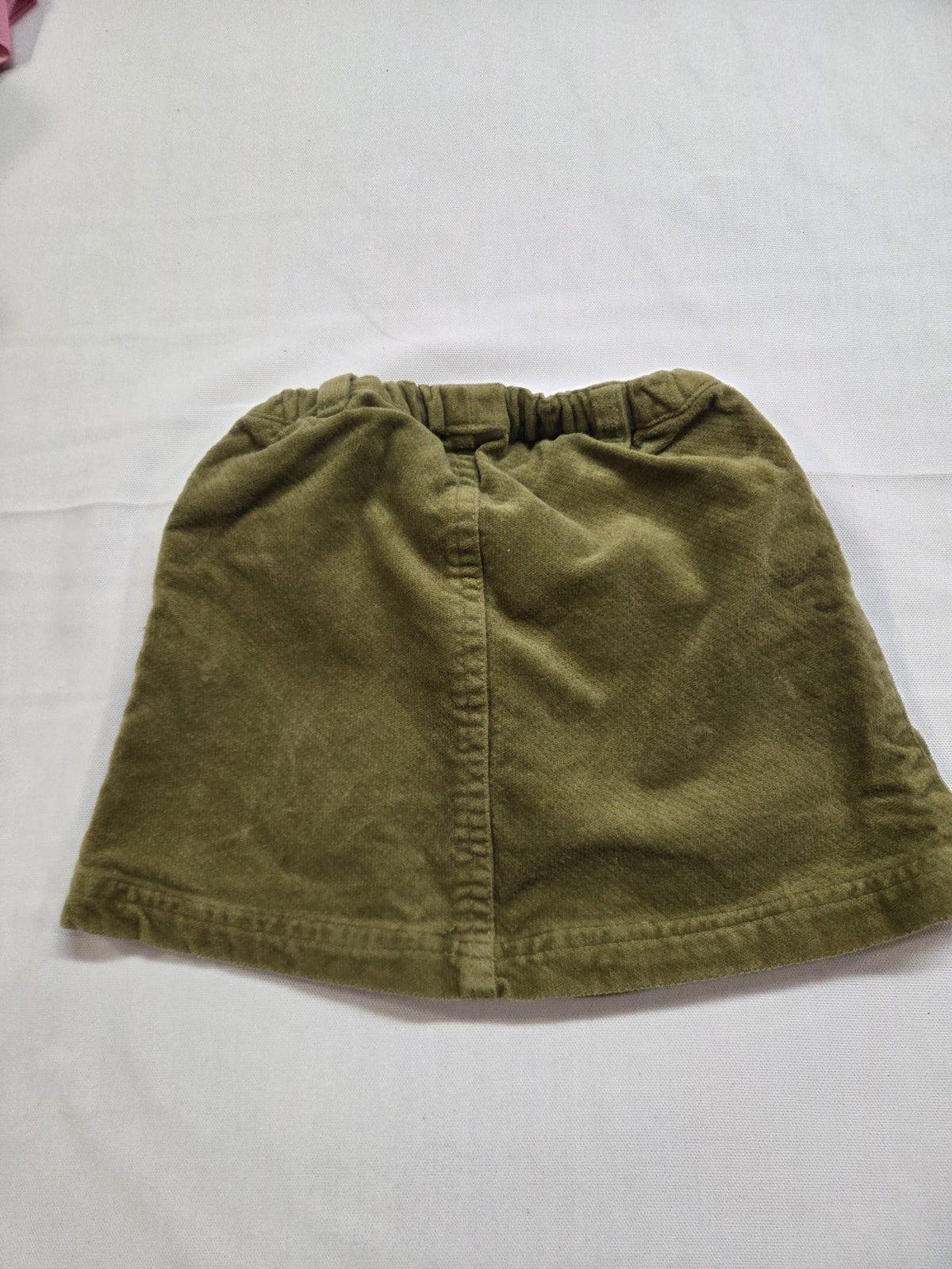 Falda de pana verde caqui con detalle floral - 12M / 80 cm