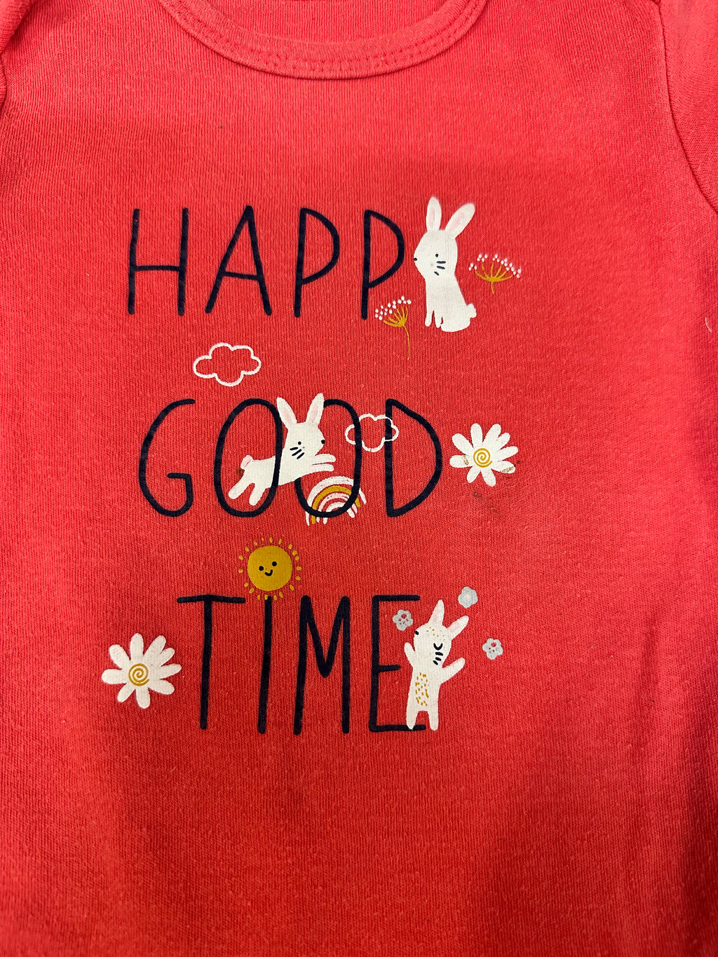 Body bebé niña rosa coral / rojo "Happy Good Time" - In Extenso Talla 4-6M (68 cm)