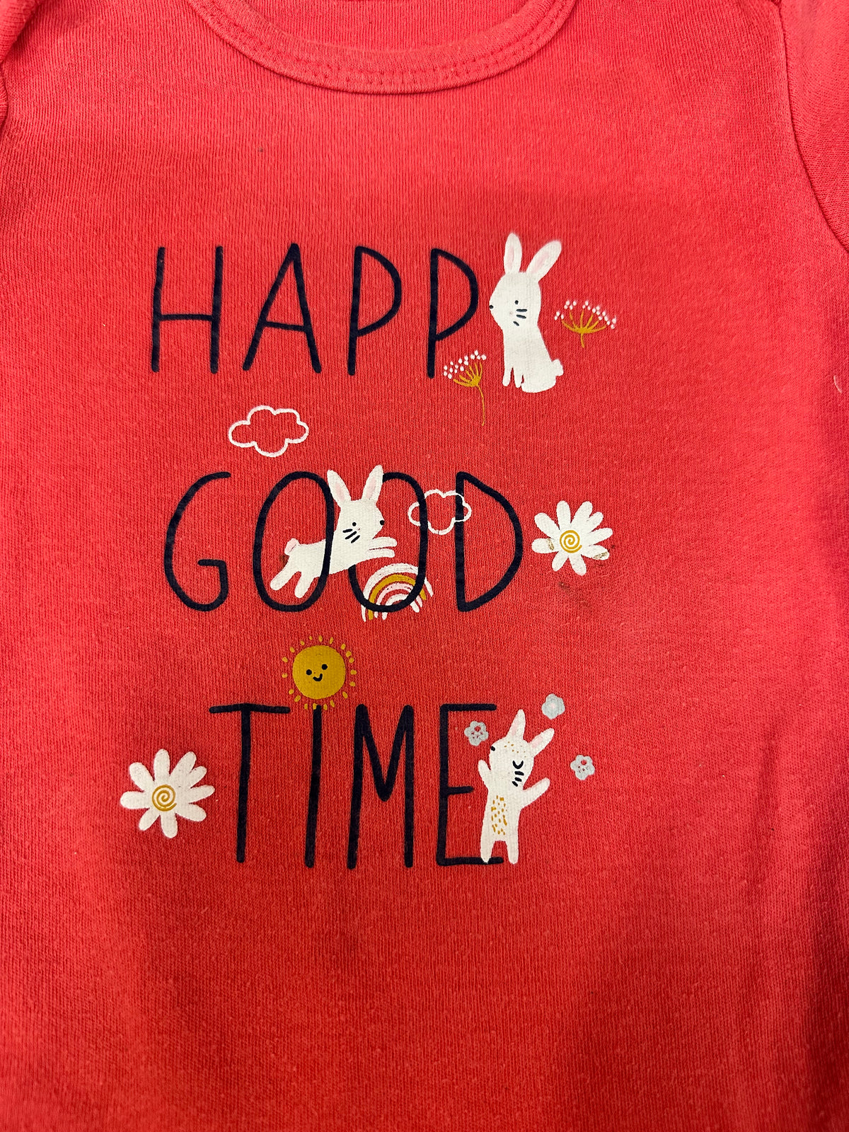 Body bebé niña rosa coral / rojo "Happy Good Time" - In Extenso Talla 4-6M (68 cm)
