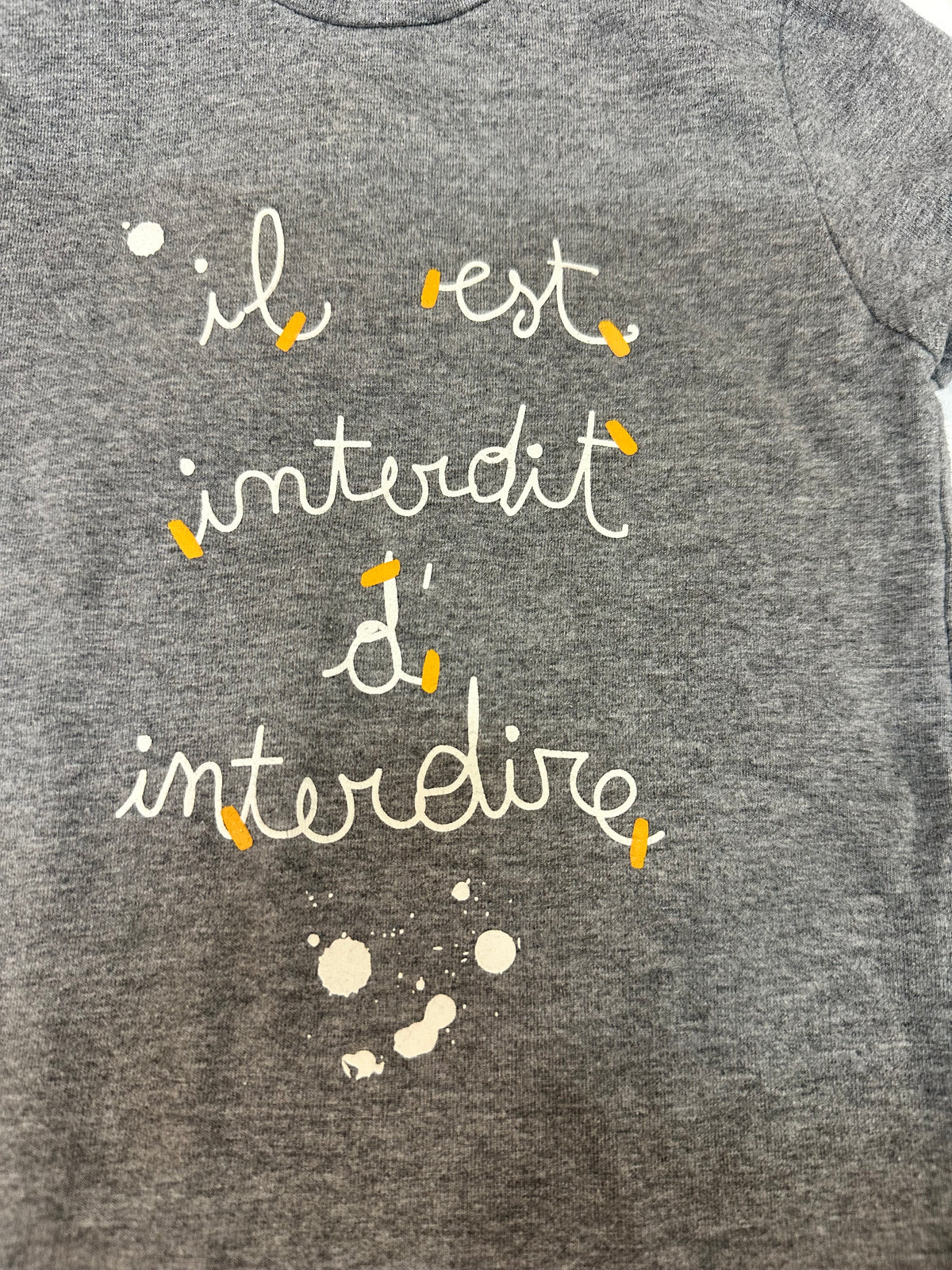 Camiseta de manga larga / Cuello alto gris infantil - Frase "il est interdit d'interdire"