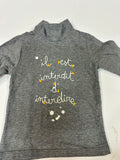 Camiseta de manga larga / Cuello alto gris infantil - Frase "il est interdit d'interdire"