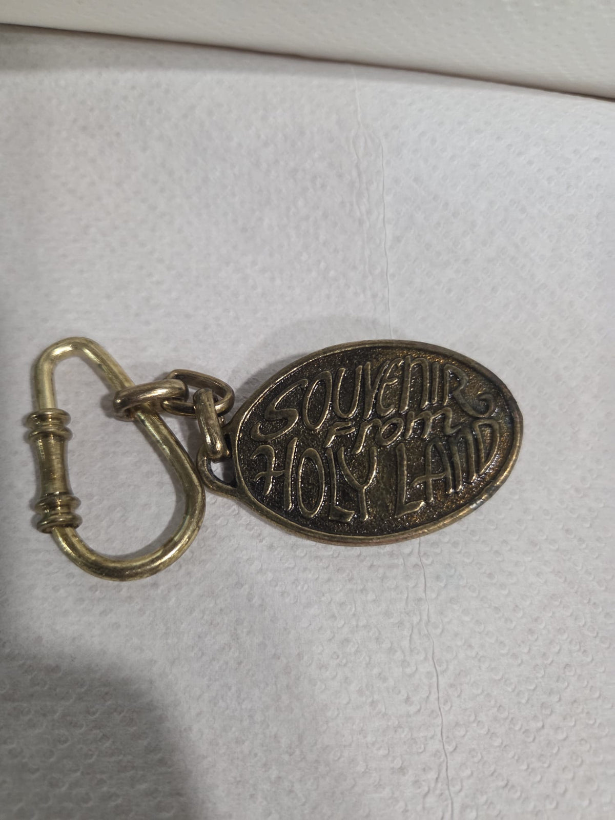 Llavero Vintage Cruz de Jerusalén – Souvenir de Tierra Santa (Bronce/Latón)