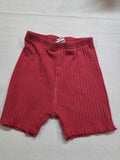Pantalón corto / Biker de canalé SHEIN Niña - Rojo - Talla 2-3A (98 cm)
