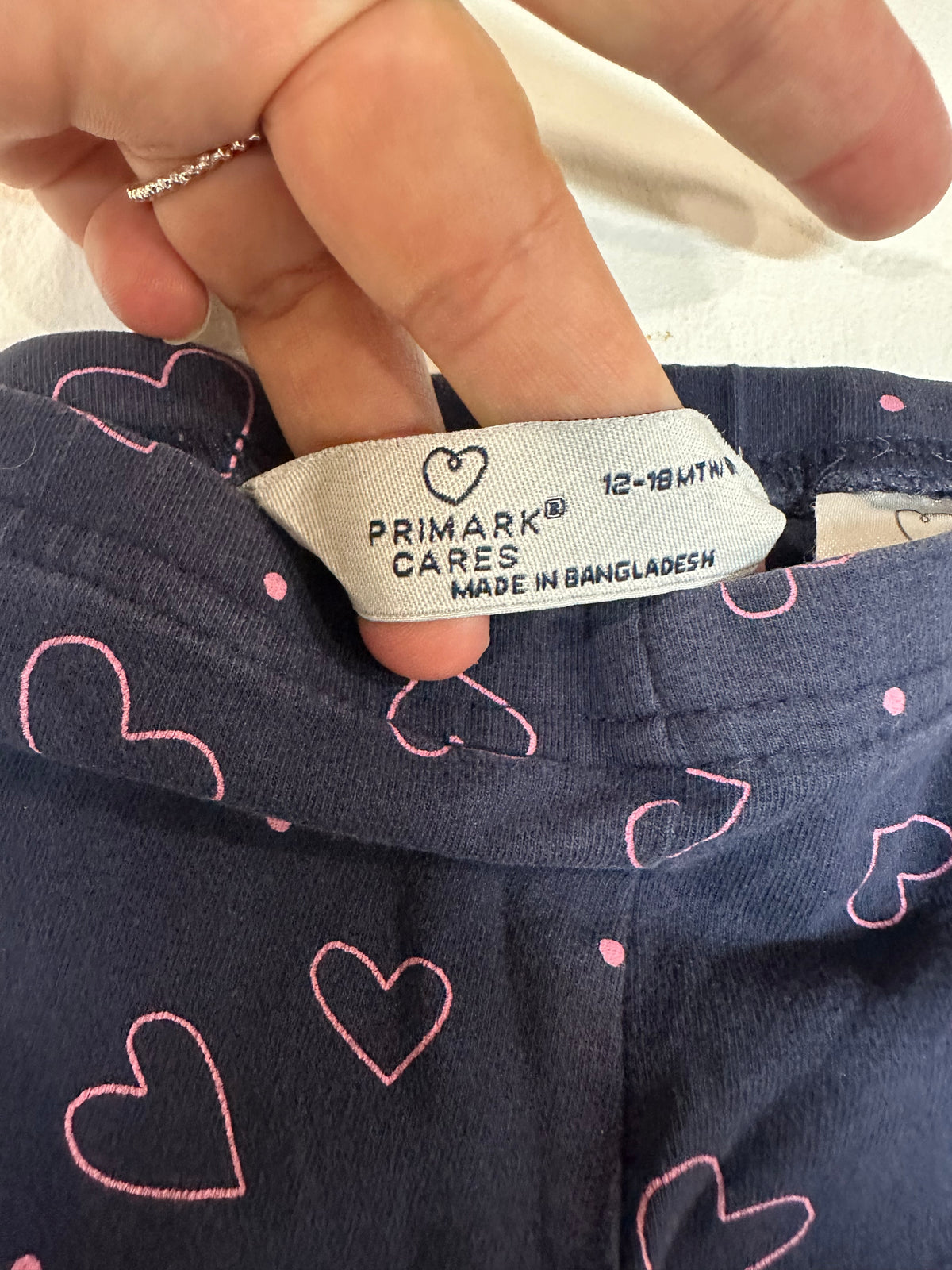 Leggings Primark Bebé Niña (12-18 Meses) - Azul Marino con Corazones