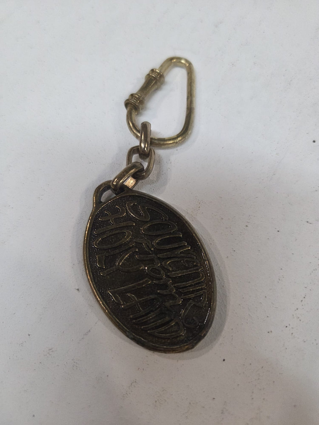 Llavero Vintage Cruz de Jerusalén – Souvenir de Tierra Santa (Bronce/Latón)
