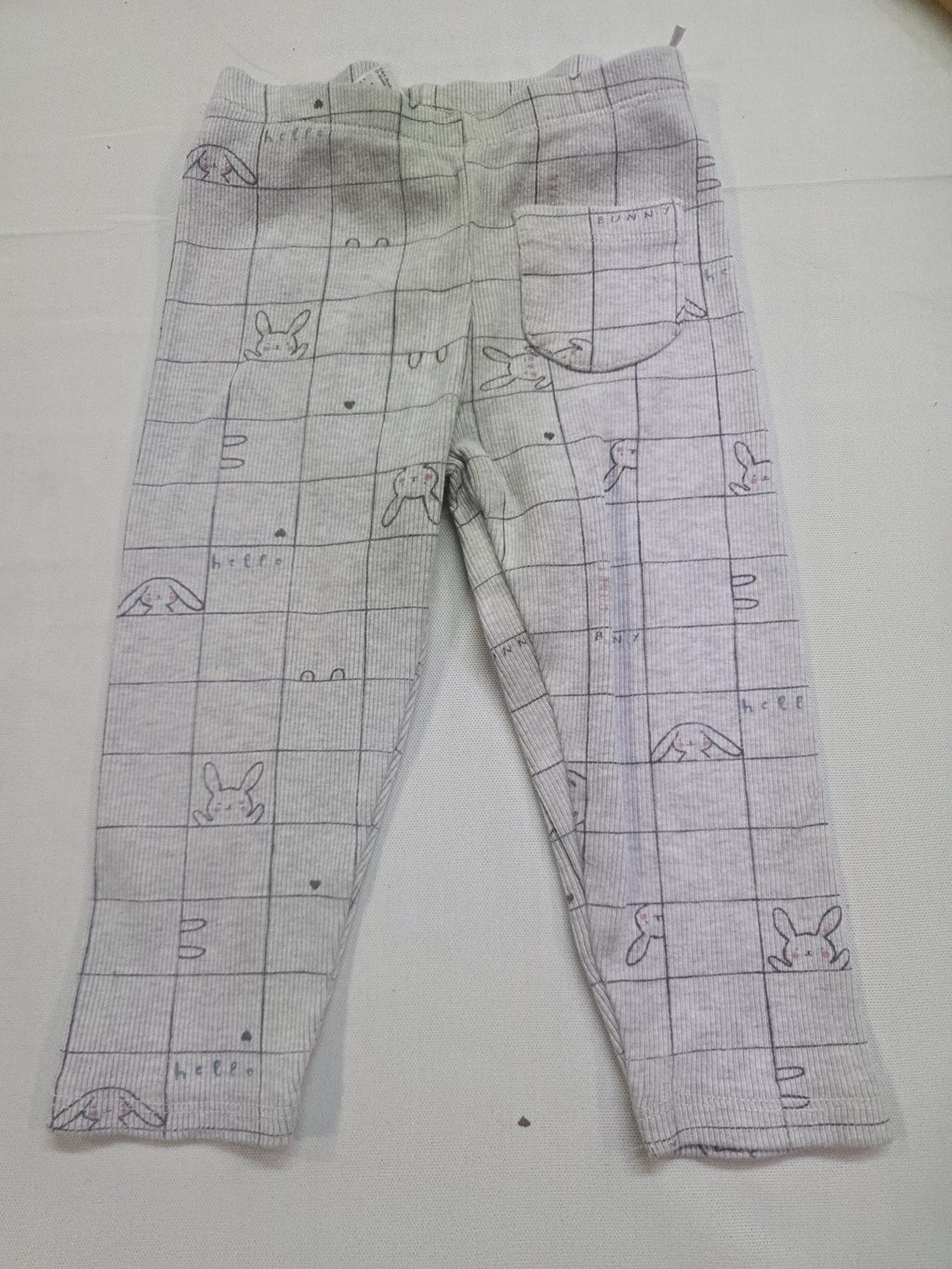 Leggings / Pantalón de Punto Baby Club (C&A) Talla 86 cm – Estampa Conejitos Gris