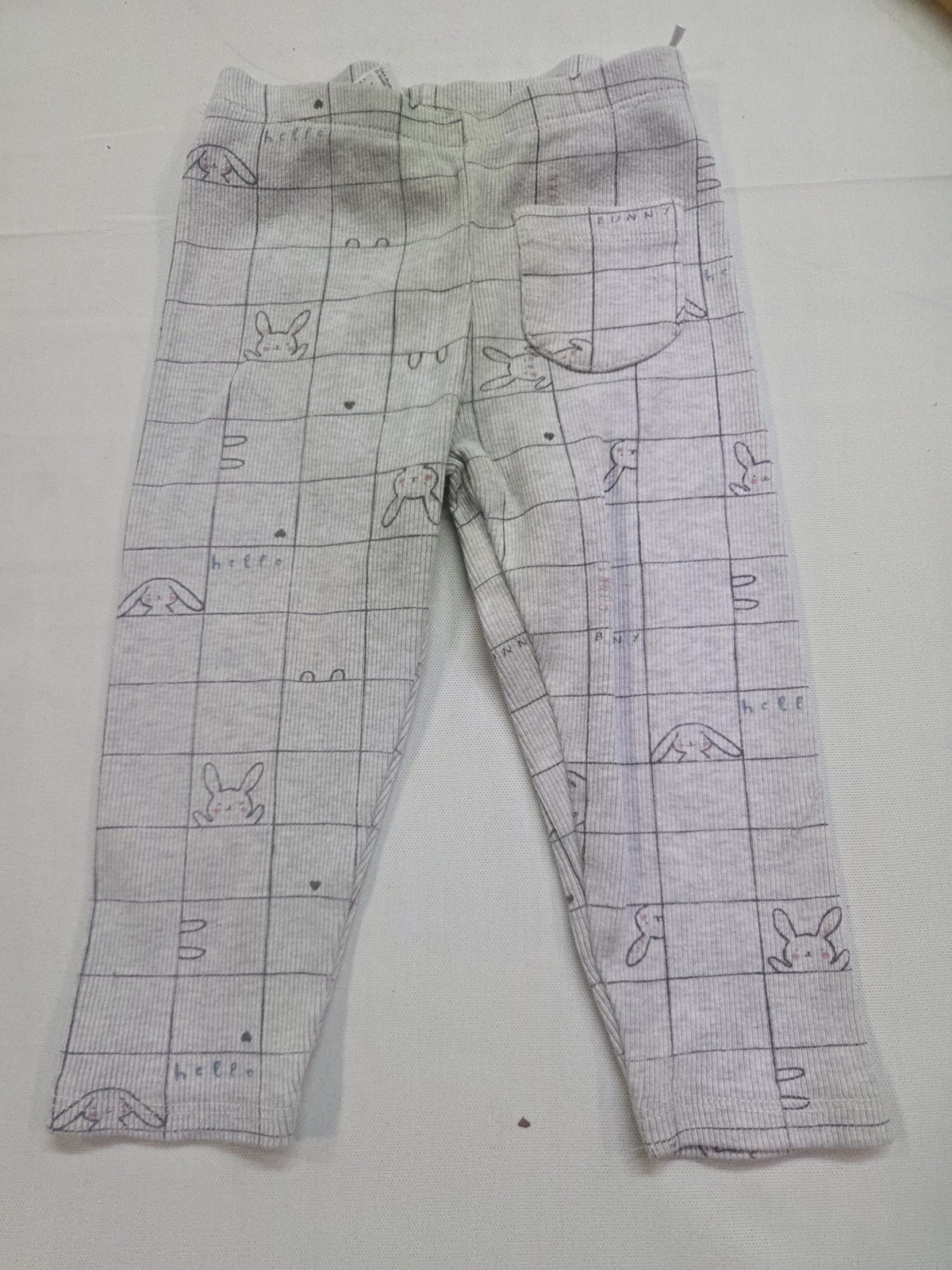 Leggings / Pantalón de Punto Baby Club (C&A) Talla 86 cm – Estampa Conejitos Gris