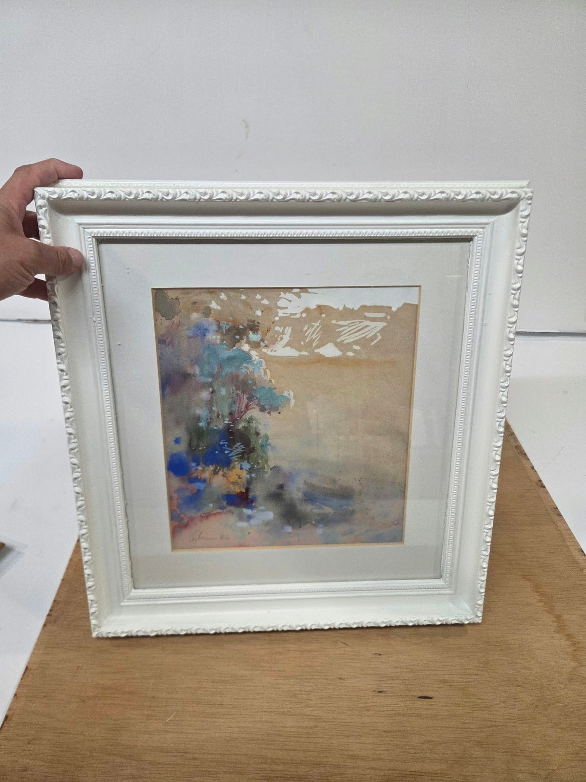 Acuarela Original Firmada y Enmarcada (1982) – Paisaje Abstracto / Naturaleza