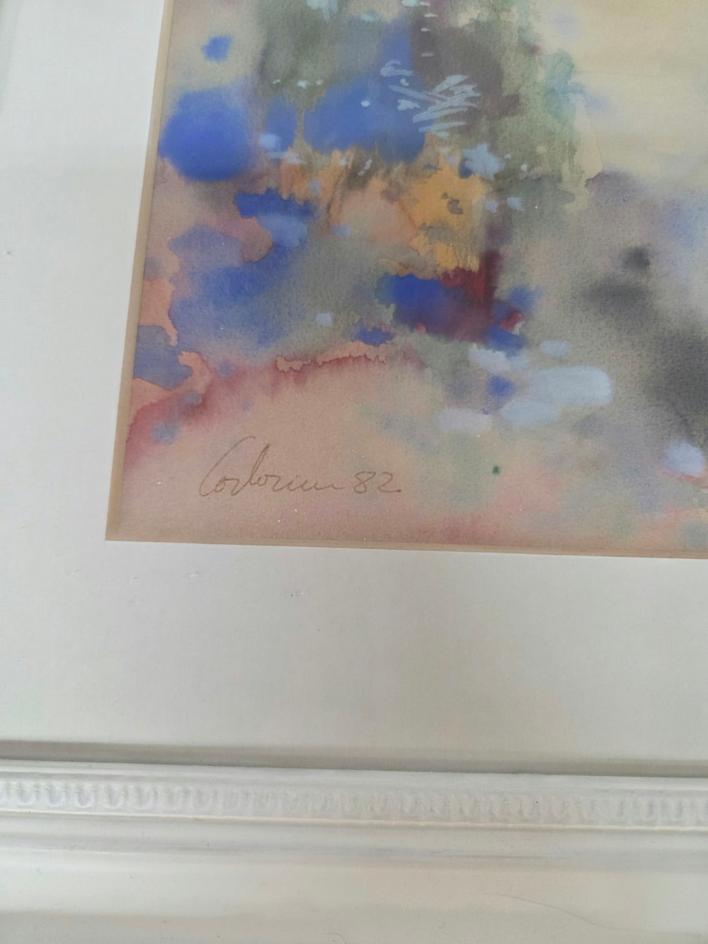Acuarela Original Firmada y Enmarcada (1982) – Paisaje Abstracto / Naturaleza