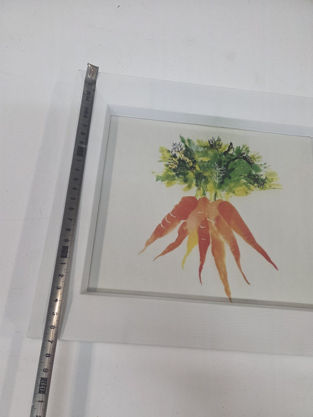 Cuadro Decorativo Ilustración Zanahorias Acuarela con Marco Blanco (25x20 cm)