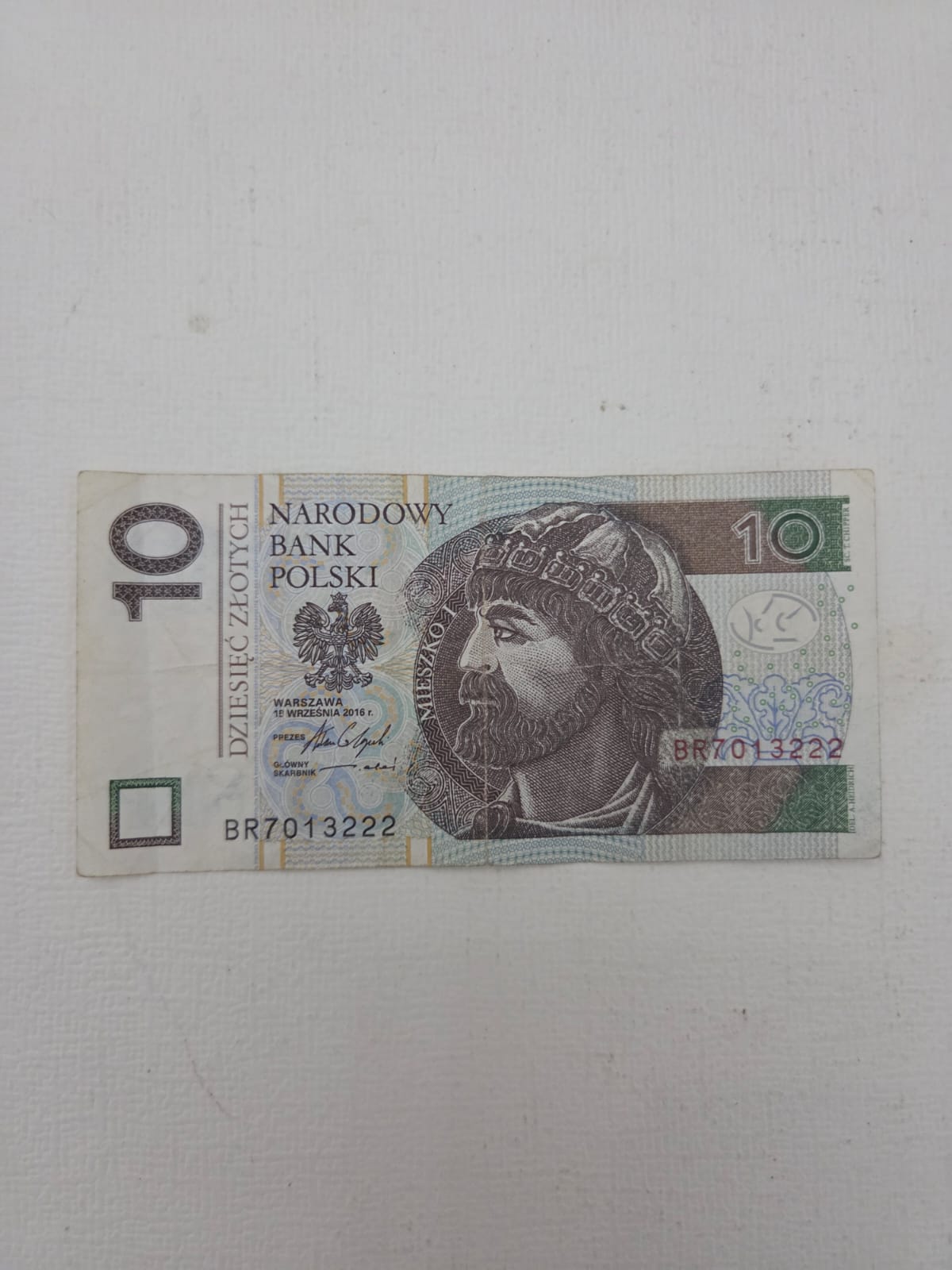 Billete Polonia 10 Zlotych 2016 - Narodowy Bank Polski - Mieszko I (Circulado)
