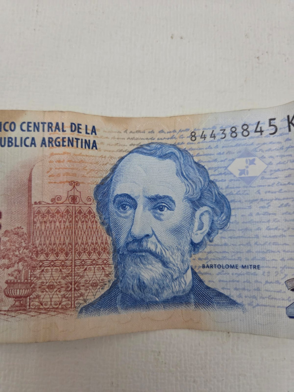 Billete 2 Pesos Argentina - Bartolomé Mitre - Serie K (Usado)