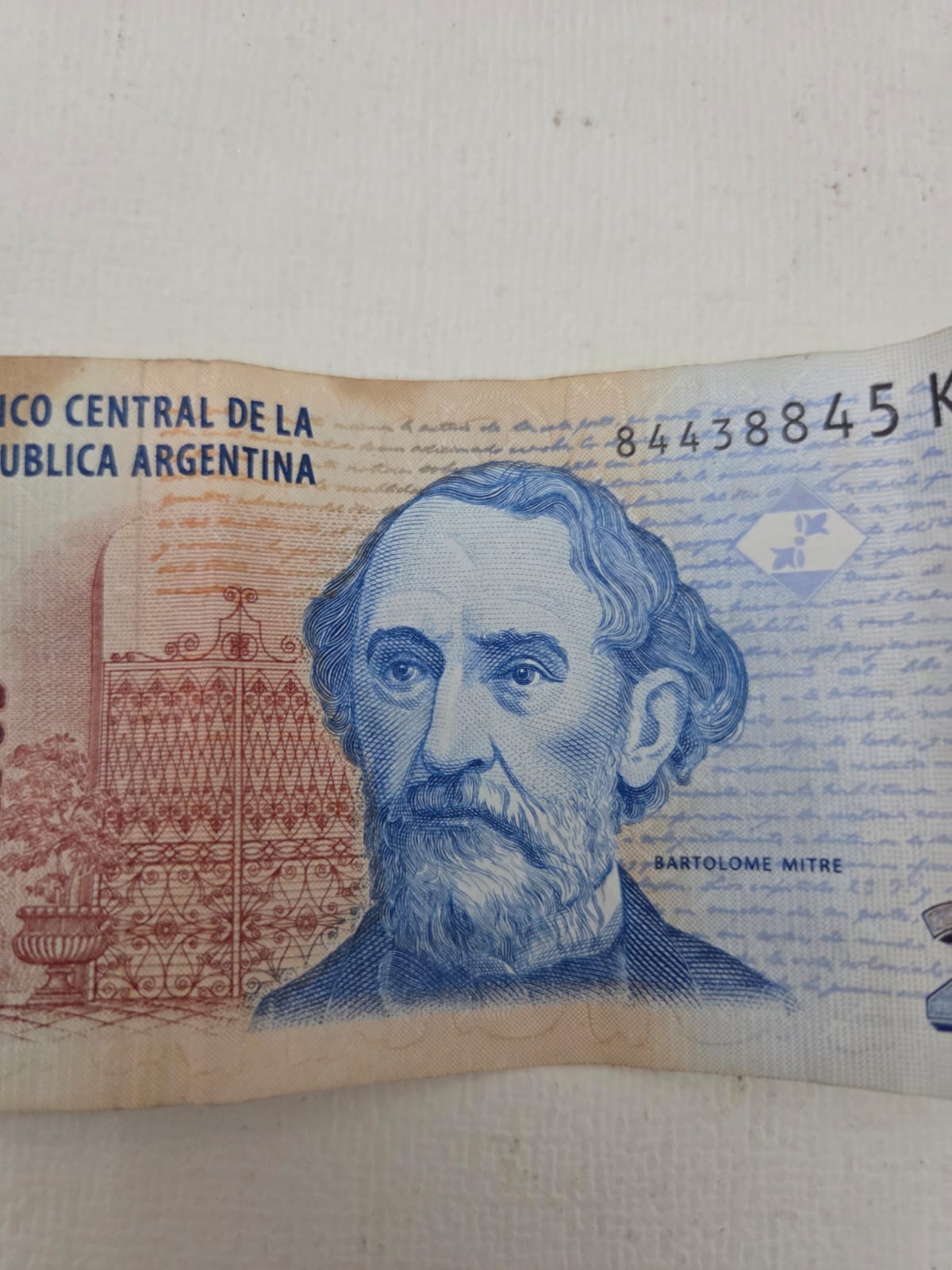 Billete 2 Pesos Argentina - Bartolomé Mitre - Serie K (Usado)