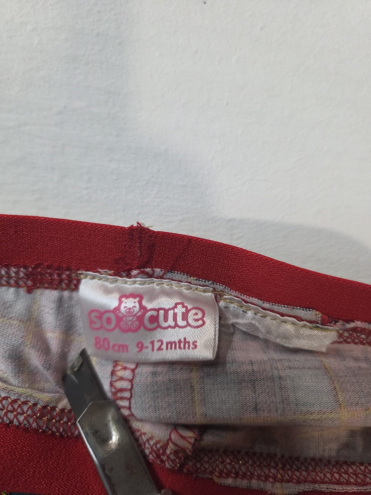 Leggings infantiles a cuadros estilo tartán con cintura dorada – Talla 80 cm (9-12 meses)