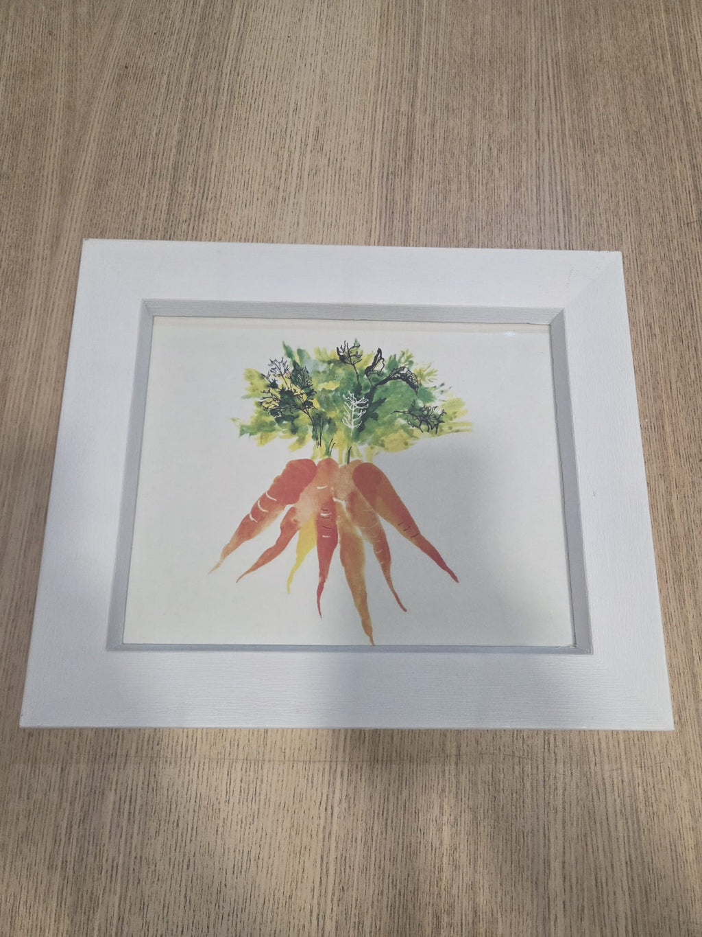 Cuadro Decorativo Ilustración Zanahorias Acuarela con Marco Blanco (25x20 cm)