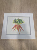 Cuadro Decorativo Ilustración Zanahorias Acuarela con Marco Blanco (25x20 cm)