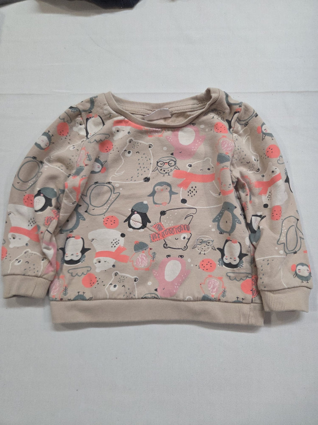 Sudadera Bebé "So Cute" Estampado Pingüinos y Osos – Talla 80 (9-12 meses)