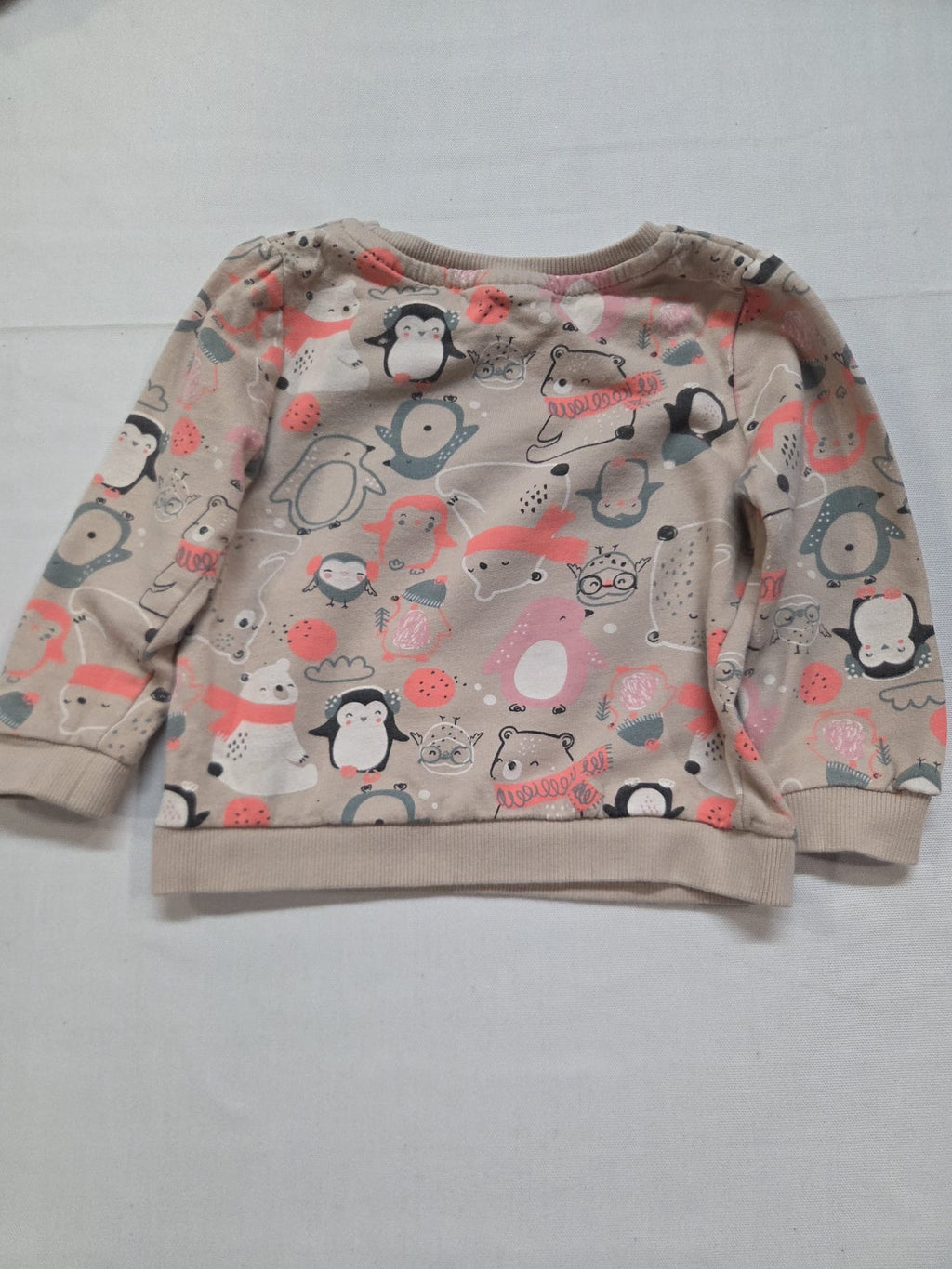 Sudadera Bebé "So Cute" Estampado Pingüinos y Osos – Talla 80 (9-12 meses)