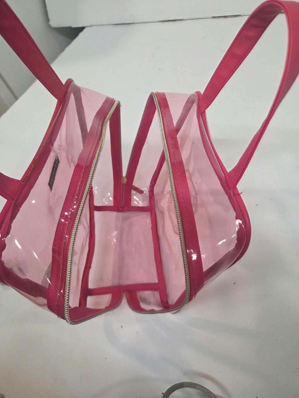 Neceser / Bolsito Transparente Rosa Primark – Inicial "S" con Purpurina 