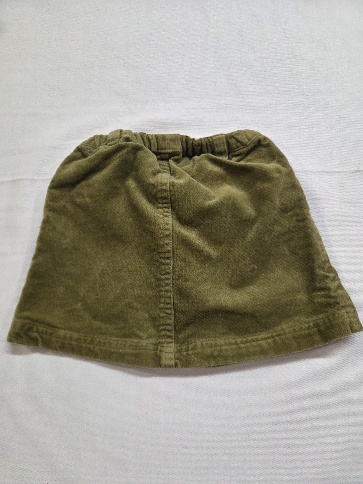 Falda de pana verde caqui con detalle floral - 12M / 80 cm